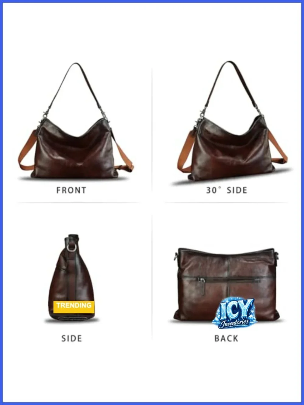Genuine Leather Hobo Bag Women's Tote Handmade Shoulder Crossbody Satchel Purse
